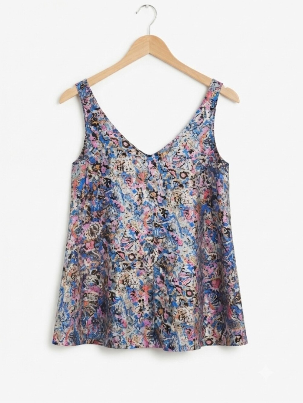 Marc by Marc Jacobs Floral Abstract V-Neck Swing Silk Camisole Size XS